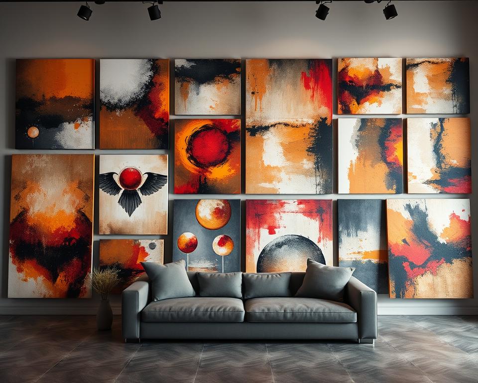 Arranging Multiple Large Abstract Wall Art Pieces in a Grid